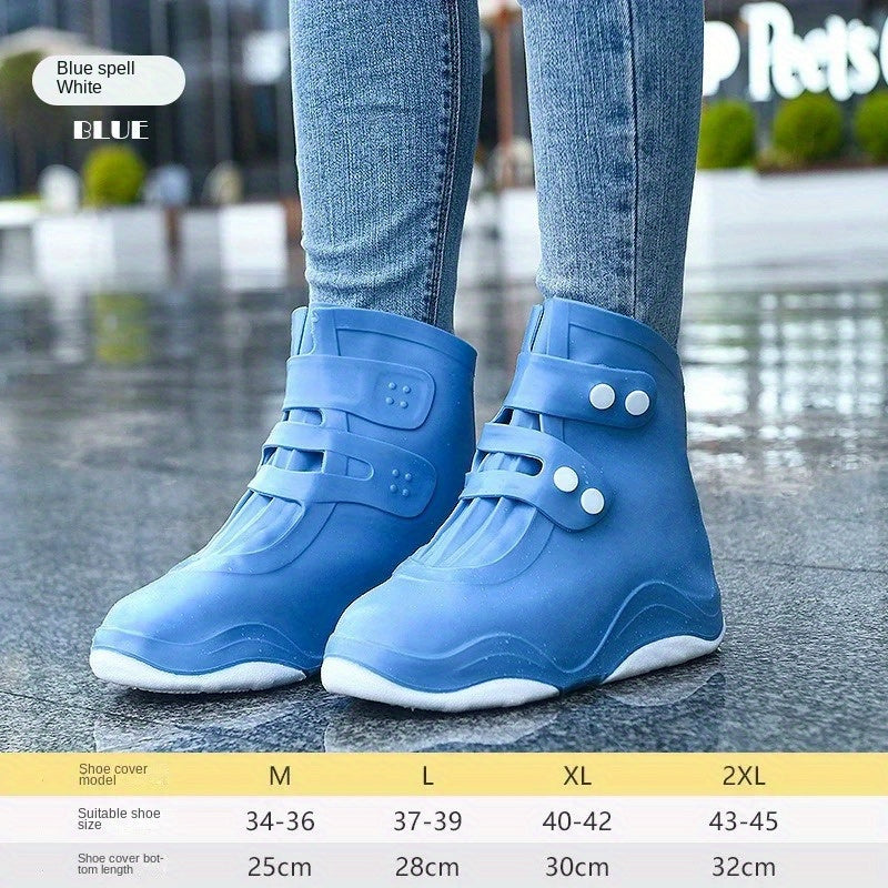 Waterproof Non-Slip Shoe Covers for Rainy Days - Thickened Durable Rubber Shoe Protectors with Adjustable Straps, Fit for Sneakers & Casual Shoes, Orange Accents for High Visibility, Outdoor Shoe Covers | Stylish Rain Boots | Durable Shoe Covers