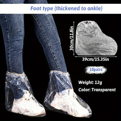 10 Pairs Shoe Covers Boot Covers Plastic Disposable Waterproof Shoe Covers Shoes Cover for Rain Rain Boot Shoe Covers Plastic Boot and Shoe Covers NonSlip Outdoor Waterproof Shoe Protectors